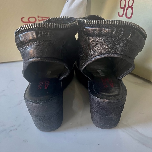 Free People Made by  A.S.98 - Hazel Zip Wedges Black 40 / 10 NEW In Box - Picture 3 of 10